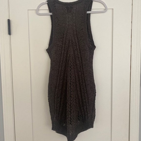 SCOOP Retro Crochet dark gray long Vest Y2K Size M - Picture 2 of 6
